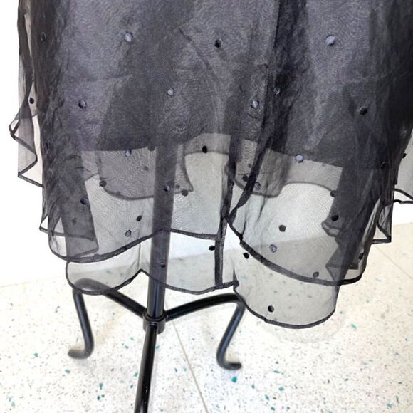 NWT Lauren Ralph Lauren Black 100% Silk Slip Gown Dress polka dot overlay Size 8 - Picture 10 of 10